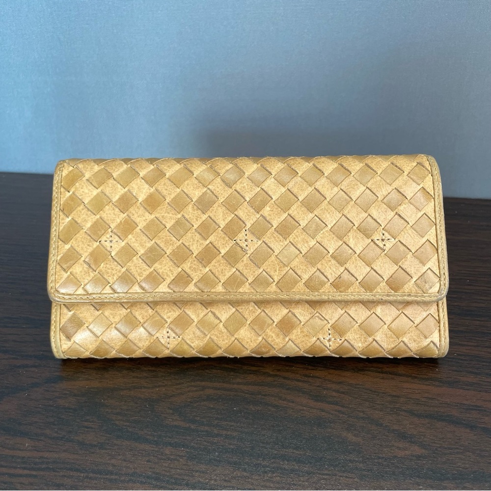 VERA PELLE Leather weave/ woven wallet